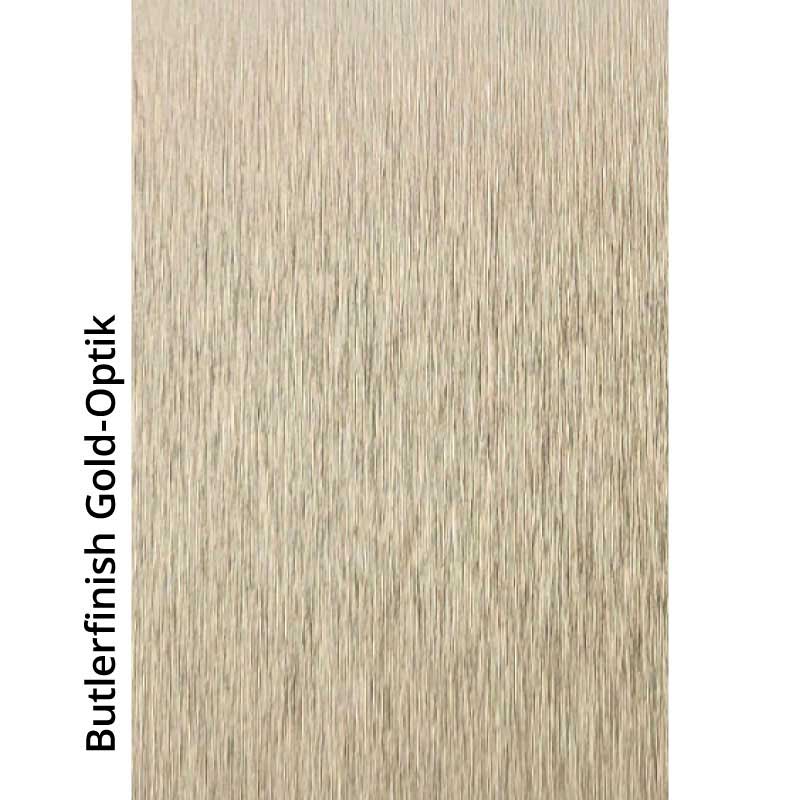 Textur einer goldenen Metallplatte mit Butlerfinish-Optik