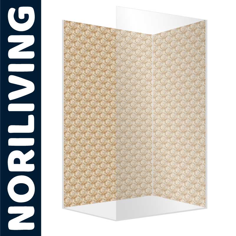Raumtrennwand mit beige-goldenem, klassischem Muster von NoriLiving